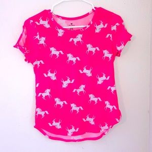 Mock Neck Pink & White Unicorn Top